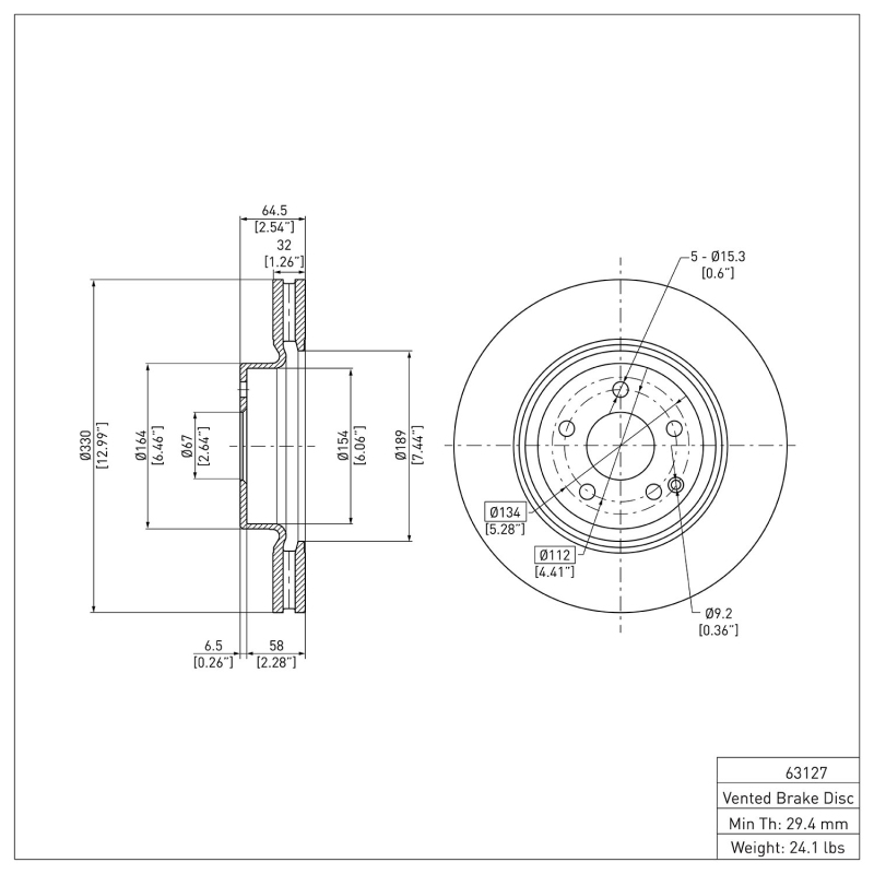 Mercedes-Benz GLK280 Brake Rotor (1) - Front - R1 Concepts - Plain - `06-`15
